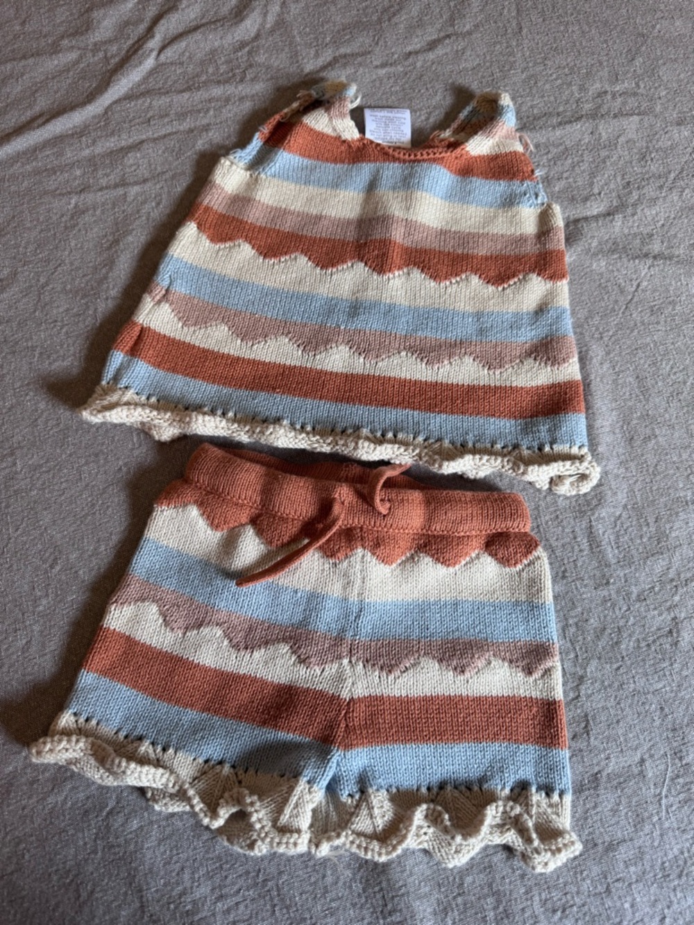 Little N Co Sweater Outfit - Size 18m - Stripped Neutral Colored Sweater Set